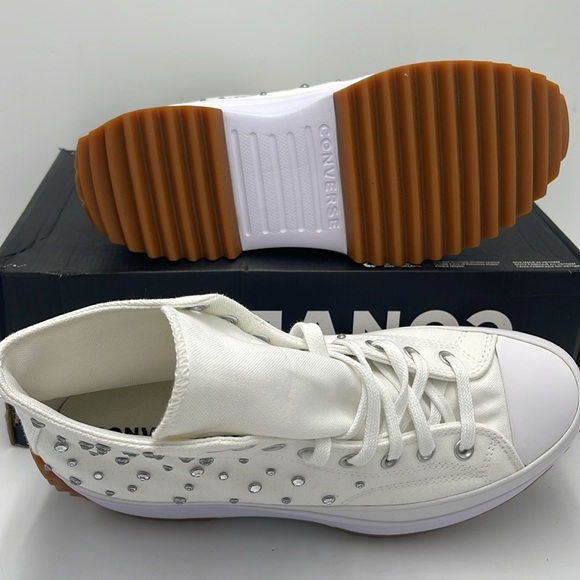 Converse Men’s High-Top Platform Sneakers A10289C RUN STAR HIKE HI WHITE/BLACK - Picture 3 of 16